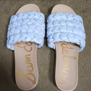Sam Edelman Ainslie Braided Slide Sandals – Light Blue – Women’s Size 8M (EU 38)